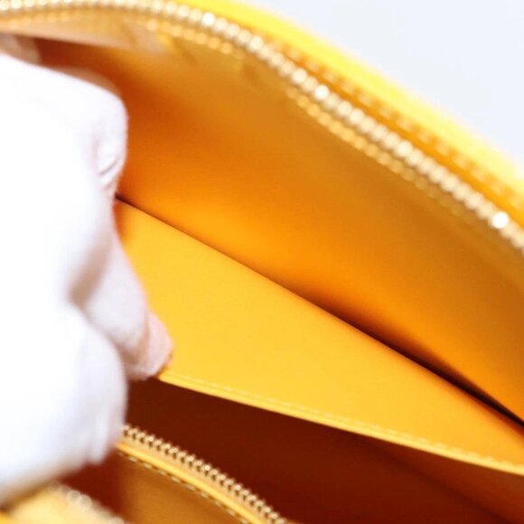 LOUIS VUITTON Monogram Vernis Houston Hand Bag Lime Yellow M91055 LV Auth 95398 - Picture 13 of 16